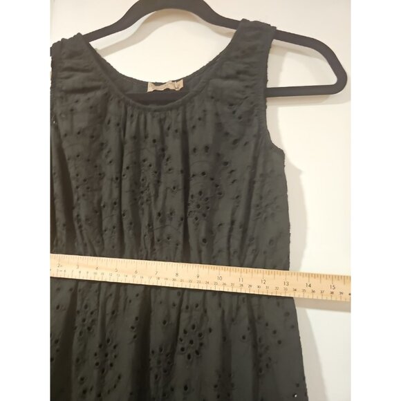 Lungo L'Arno Italy Med High Low Dress Black Lagenlook Eyelet Hem Boho Hippie - Picture 7 of 9